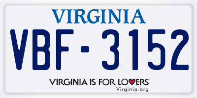 VA license plate VBF3152