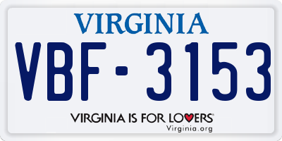 VA license plate VBF3153