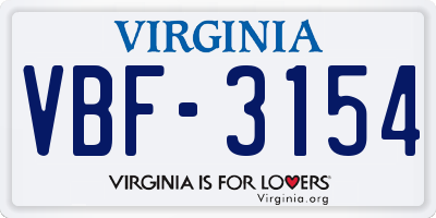 VA license plate VBF3154