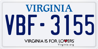 VA license plate VBF3155
