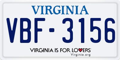 VA license plate VBF3156