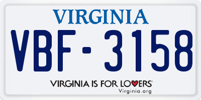 VA license plate VBF3158
