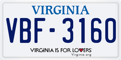 VA license plate VBF3160
