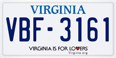 VA license plate VBF3161