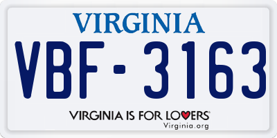 VA license plate VBF3163
