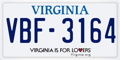 VA license plate VBF3164