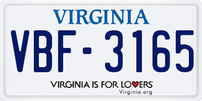 VA license plate VBF3165