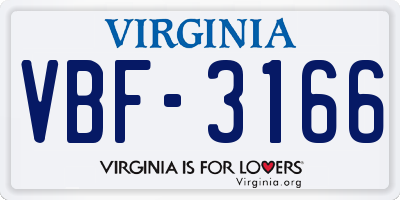 VA license plate VBF3166