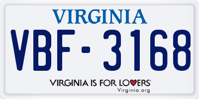 VA license plate VBF3168