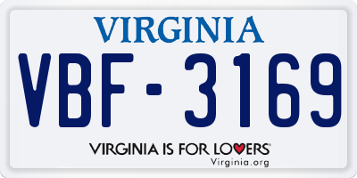 VA license plate VBF3169