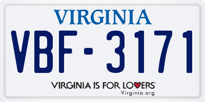 VA license plate VBF3171