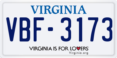 VA license plate VBF3173