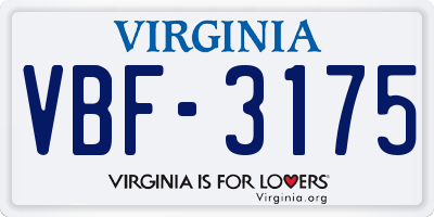 VA license plate VBF3175