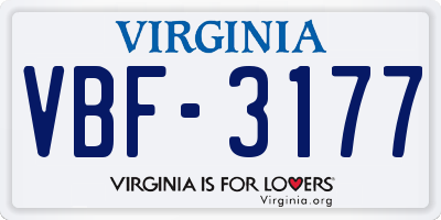 VA license plate VBF3177