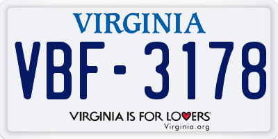 VA license plate VBF3178