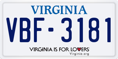 VA license plate VBF3181