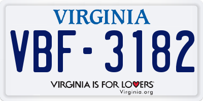 VA license plate VBF3182