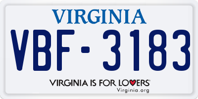 VA license plate VBF3183