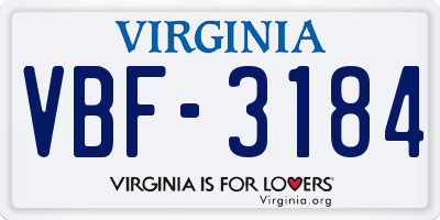 VA license plate VBF3184