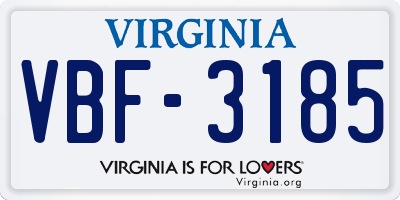 VA license plate VBF3185