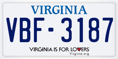 VA license plate VBF3187