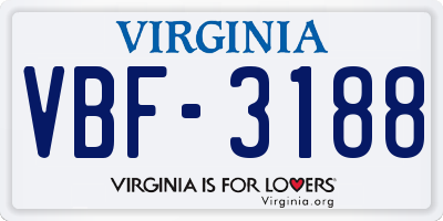 VA license plate VBF3188