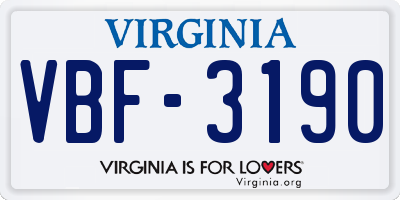 VA license plate VBF3190