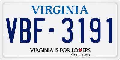 VA license plate VBF3191