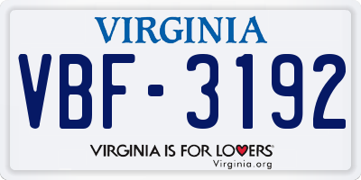 VA license plate VBF3192