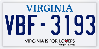 VA license plate VBF3193