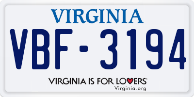 VA license plate VBF3194