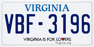VA license plate VBF3196