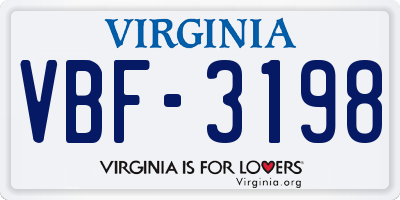 VA license plate VBF3198