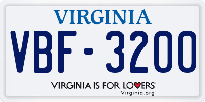 VA license plate VBF3200
