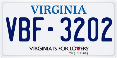 VA license plate VBF3202