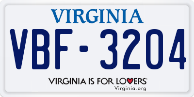 VA license plate VBF3204