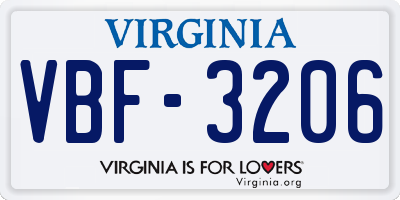 VA license plate VBF3206