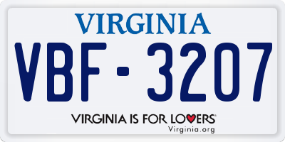 VA license plate VBF3207