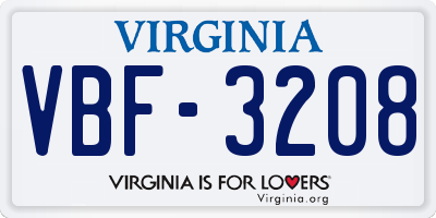VA license plate VBF3208