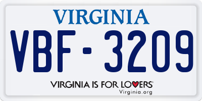 VA license plate VBF3209