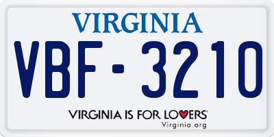 VA license plate VBF3210