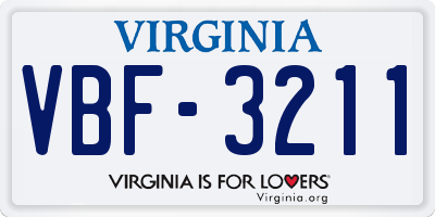 VA license plate VBF3211