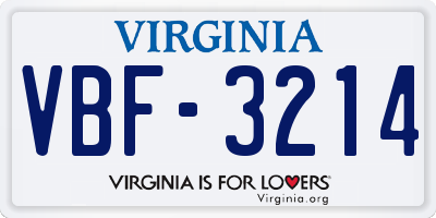 VA license plate VBF3214
