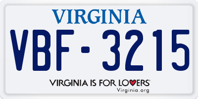 VA license plate VBF3215
