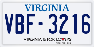 VA license plate VBF3216