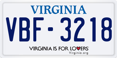 VA license plate VBF3218