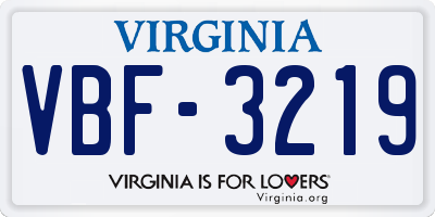 VA license plate VBF3219