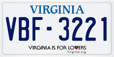 VA license plate VBF3221