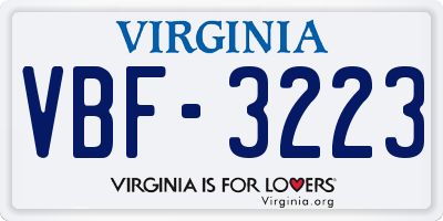 VA license plate VBF3223