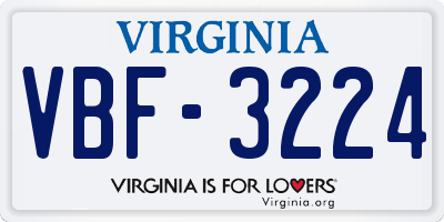 VA license plate VBF3224